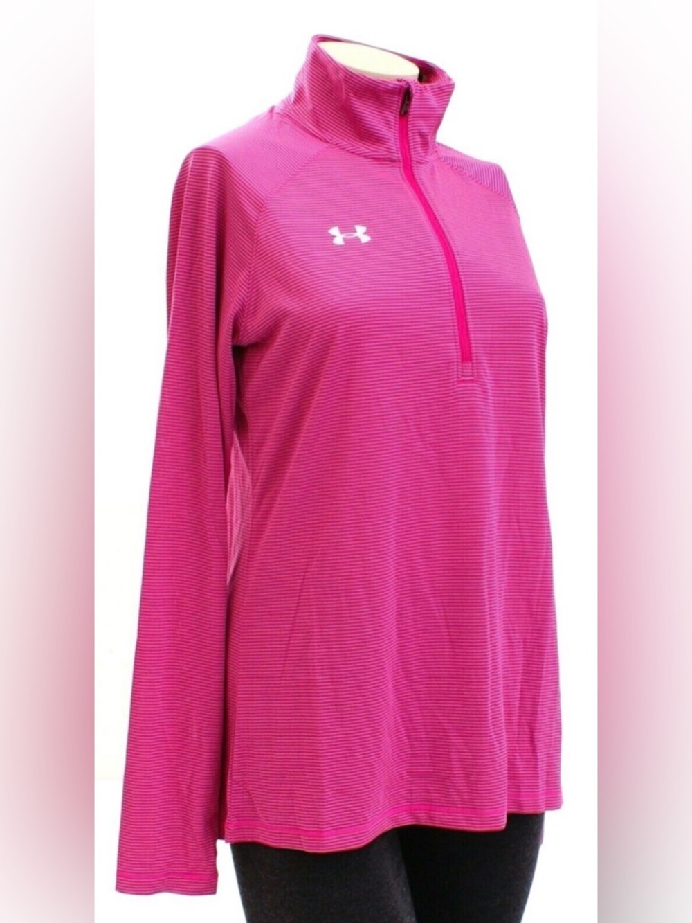 Under Armour Hot Pink Striped 1/4 Zip Pullover